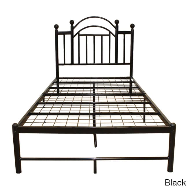 Hodeda Import Metal Bed With Full Support Platform Black Size Twin