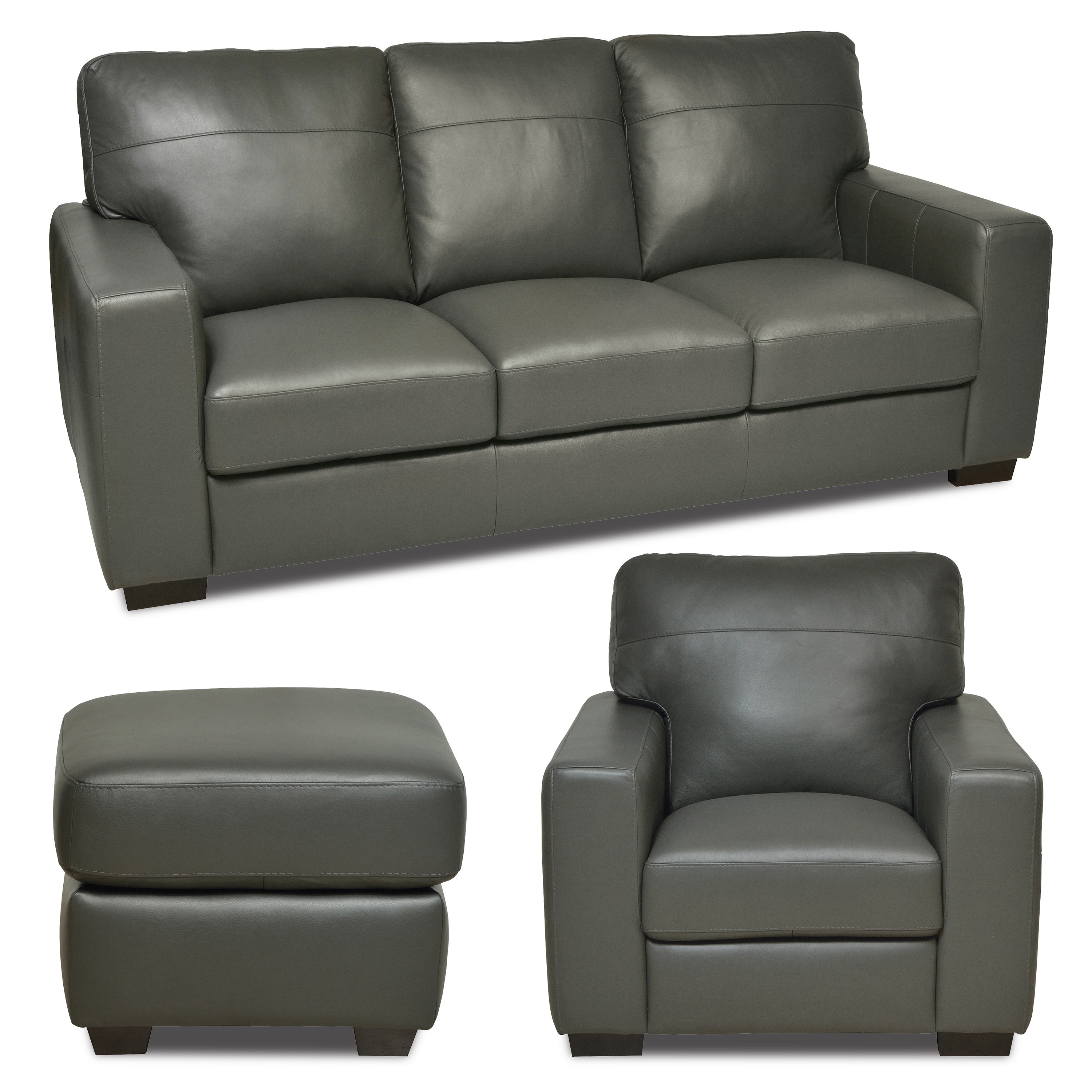 Italian Leather Gray Sofa And Chair Ottoman Set 855da097 E85a 49db 802f 2501d65eb3c0 