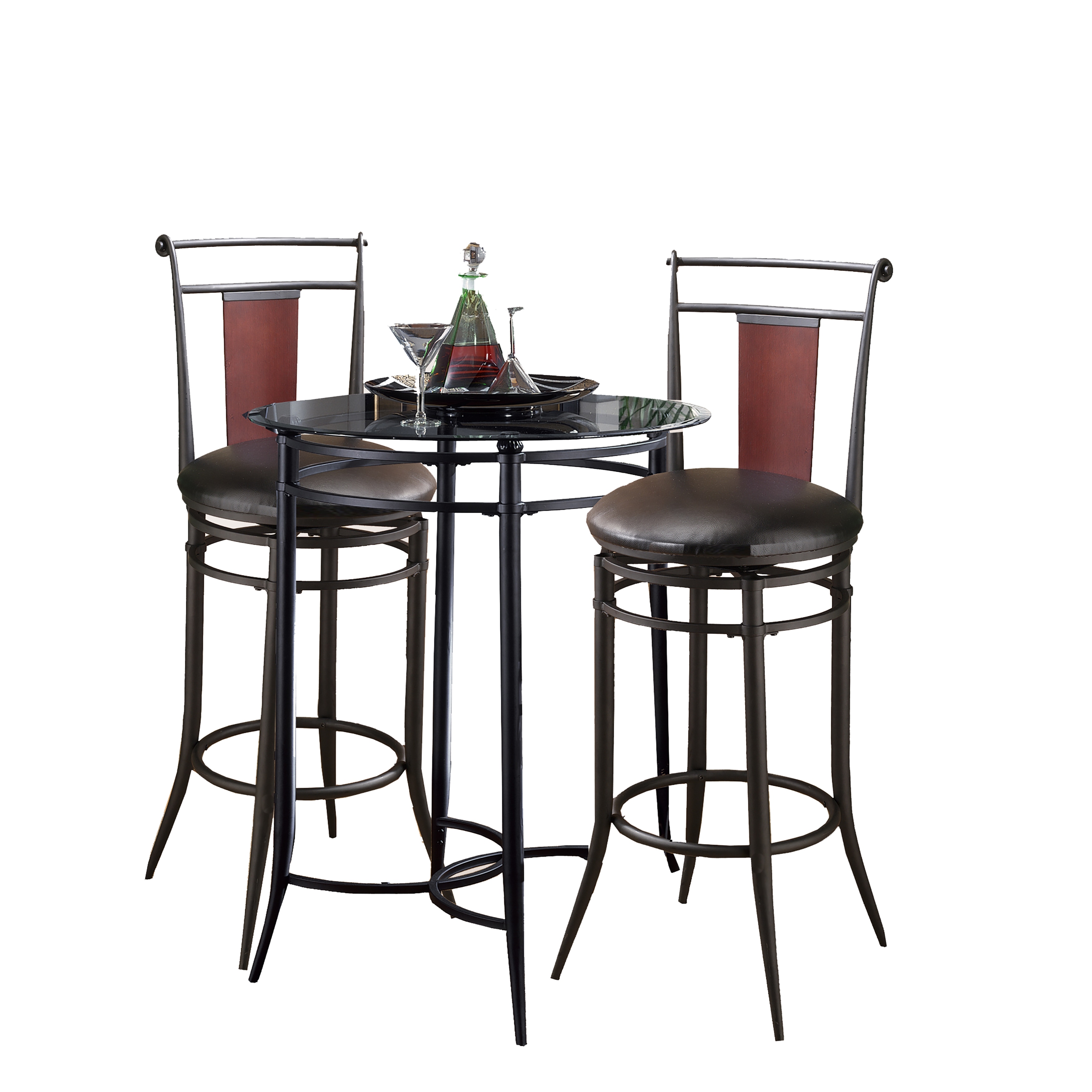 Midtown 3 piece Black/cherry Bistro Set