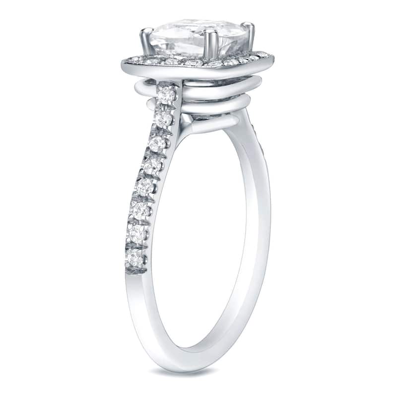 Auriya 14k Gold Modern 2ctw Cushion-cut Diamond Halo Engagement Ring