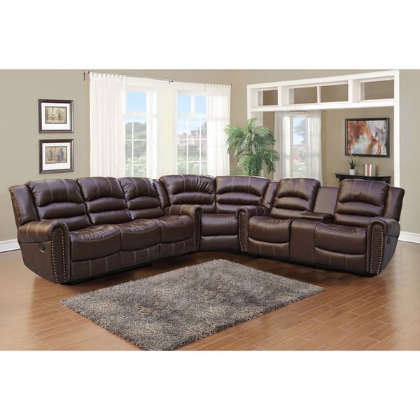 Shop Gilbert Brown Bonded Leather 3 Piece Sectional Sofa Set