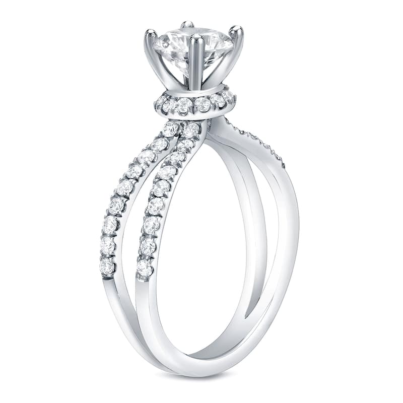 Auriya 14k Gold Modern 1 3/5ctw Round Split-Shank Diamond Engagement Ring