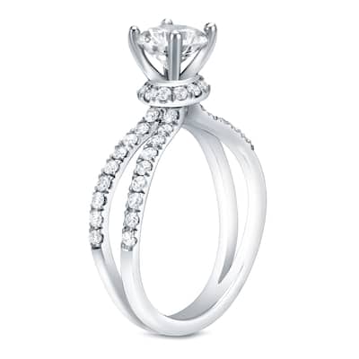 Auriya 14k Gold Modern 1 3/5ctw Round Split-Shank Diamond Engagement Ring