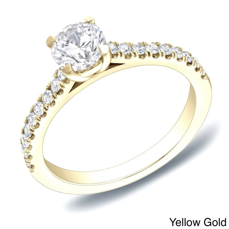 Auriya 14k Gold 1ctw Round Diamond Engagement Ring - Yellow - 10