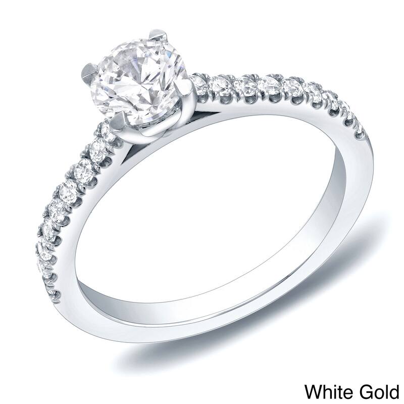 Auriya 14k Gold 1ctw Round Diamond Engagement Ring - White - 4