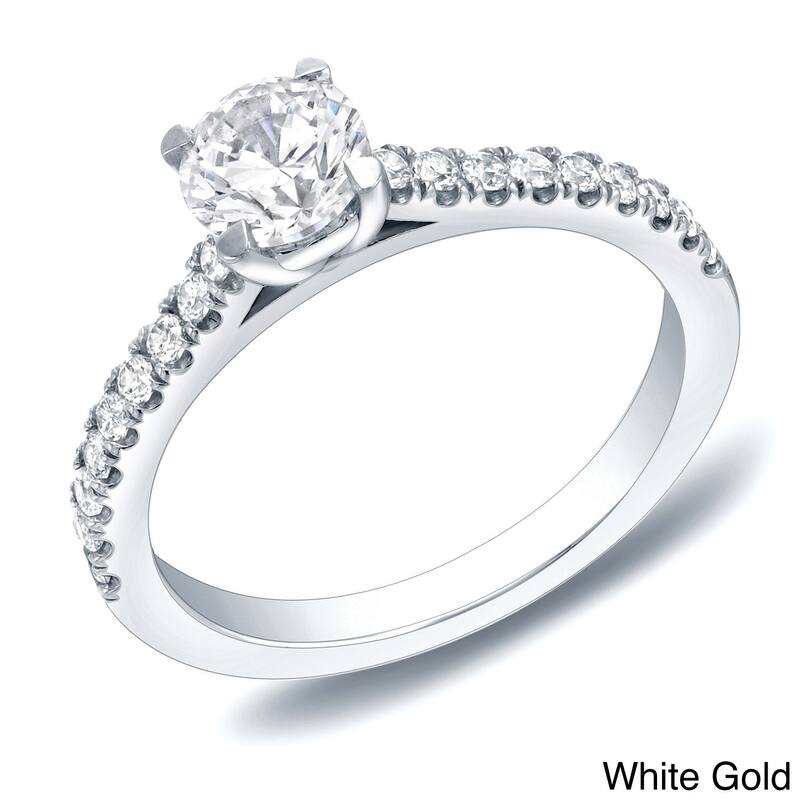 Auriya 14k Gold 1ctw Round Diamond Engagement Ring - White - 9.5