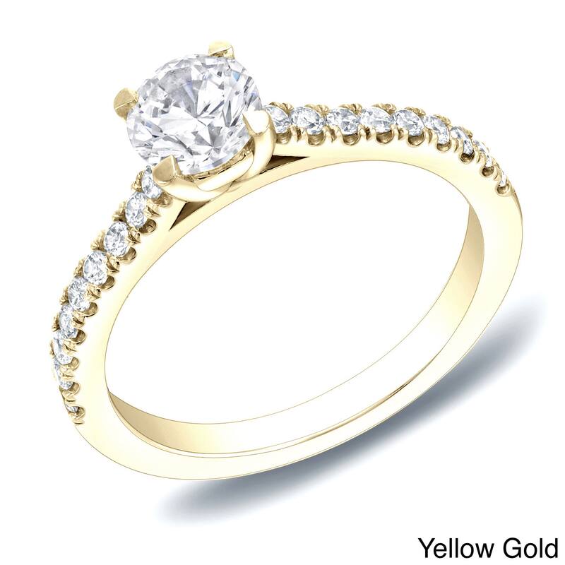Auriya 14k Gold 1ctw Round Diamond Engagement Ring - Yellow - 4