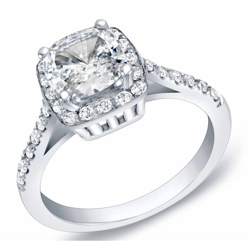 Auriya 14k Gold 1 3/4ctw Cushion-cut Halo Diamond Engagement Ring Certified - White - 4