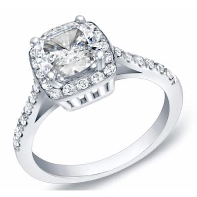 Auriya 14k Gold 1 3/4ctw Cushion-cut Halo Diamond Engagement Ring Certified