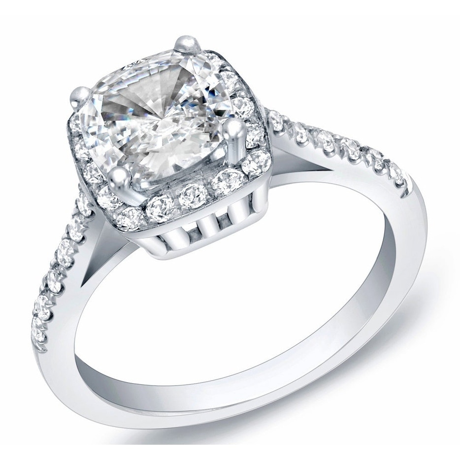 Auriya 14k Gold 1 3/4ctw Cushion-cut Halo Diamond Engagement Ring Certified