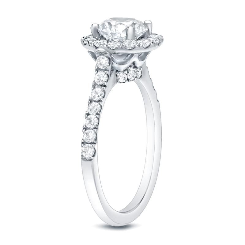 Auriya 14k Gold 1 1/2ctw Halo Diamond Engagement Ring Certified
