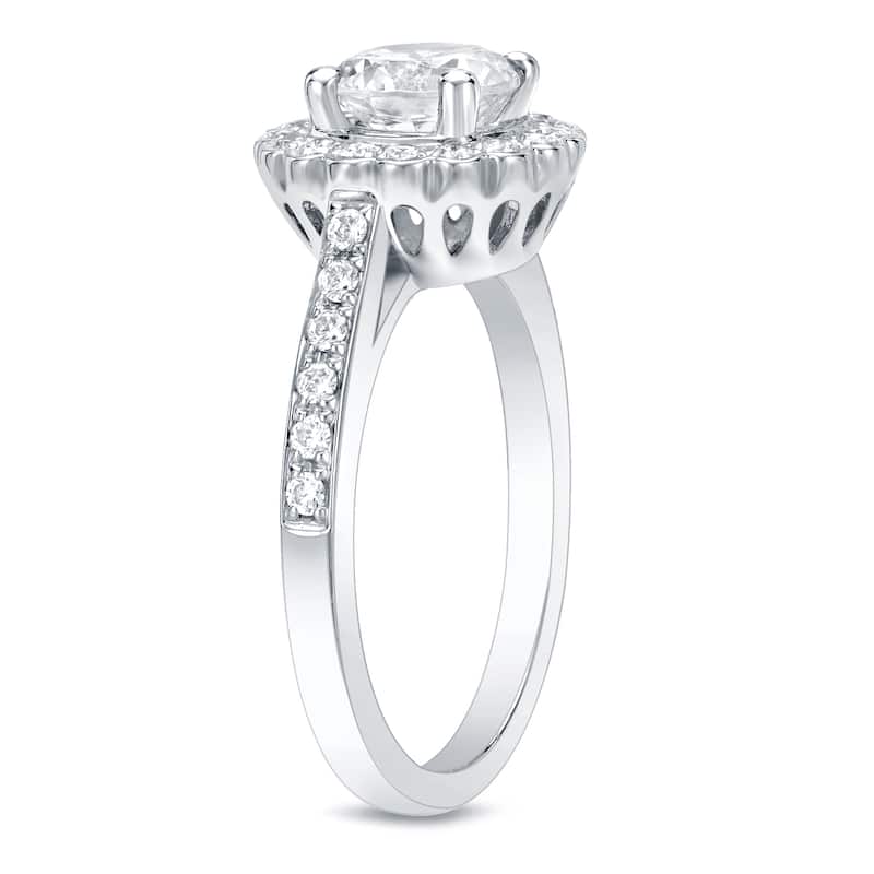 Auriya 14k Gold 1 1/3ctw Round Halo Diamond Engagement Ring Certified