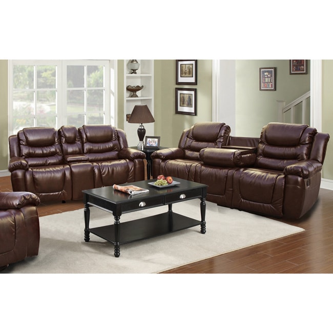 Mesa Brown Bonded Leather Sofa And Rocker Loveseat Set