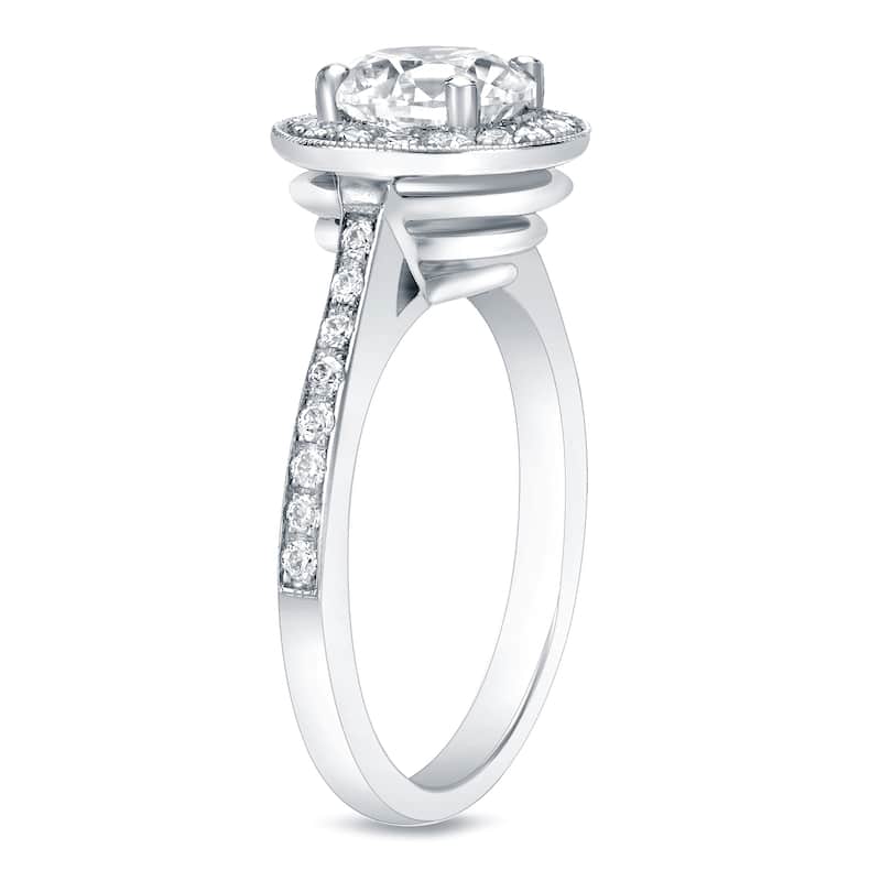 Auriya 14k Gold 1 3/4ctw Round Halo Diamond Engagement Ring Certified