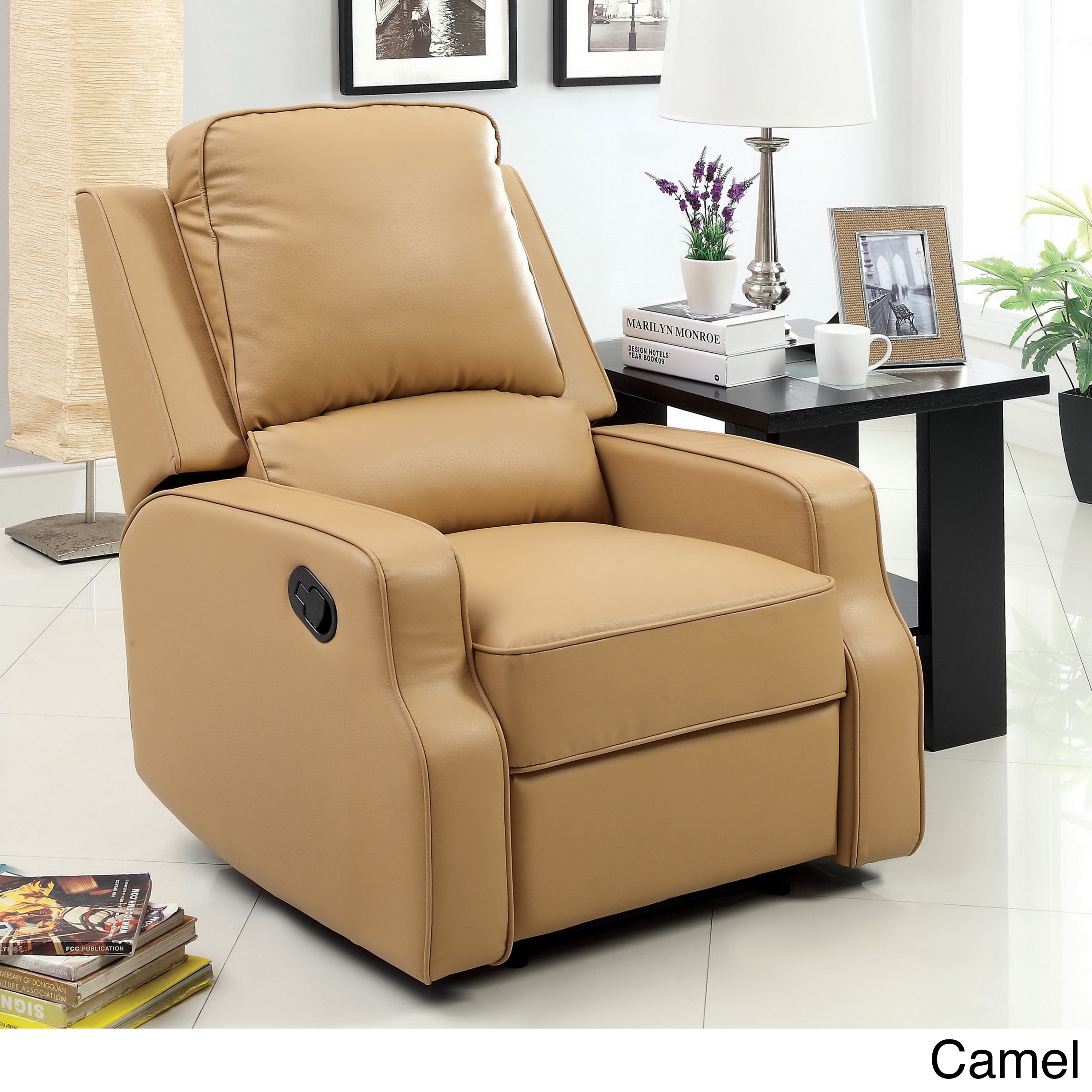 Furniture Of America Piker Plush Cushion Leatherette Recliner