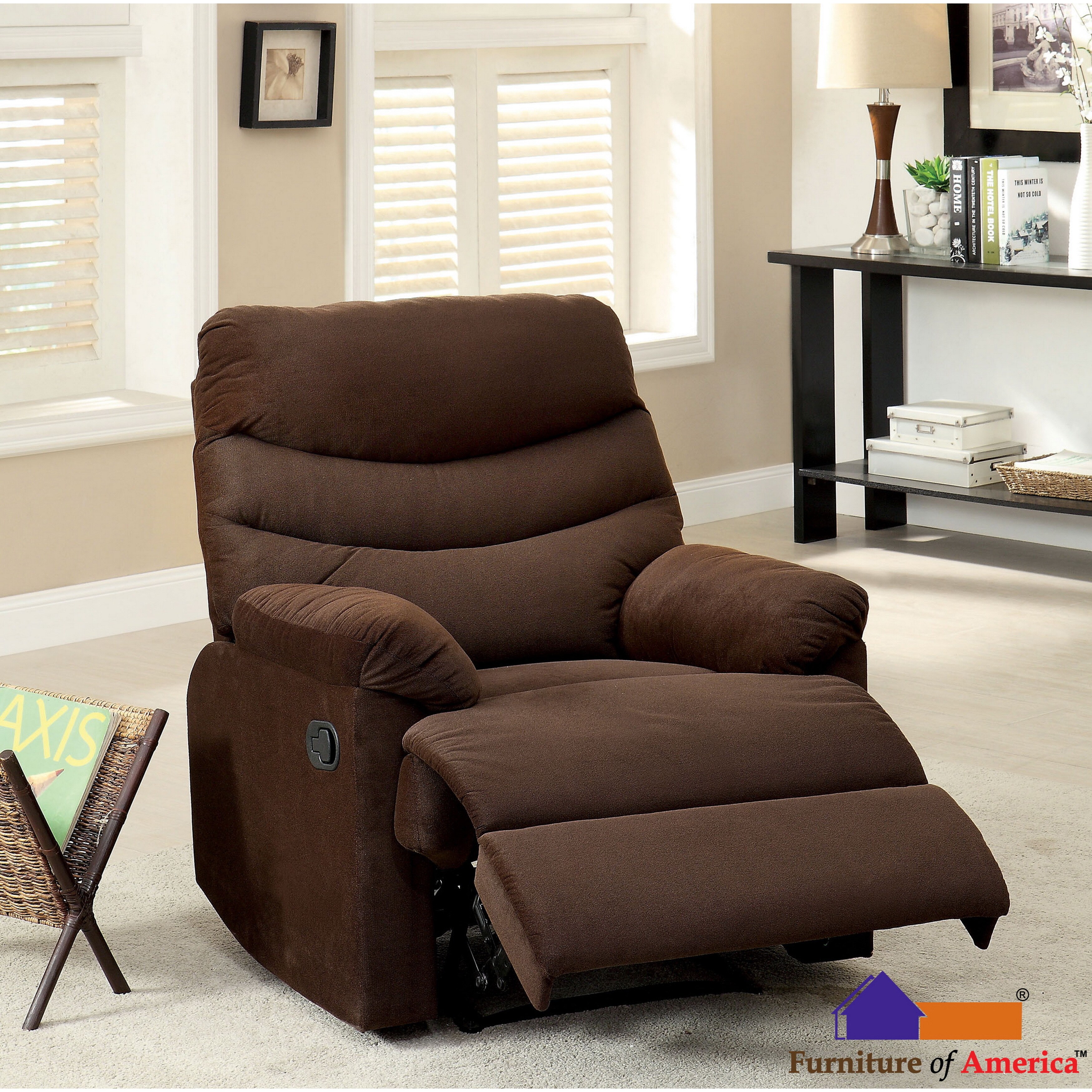 Furniture Of America Dabury Brown Flannelette Recliner