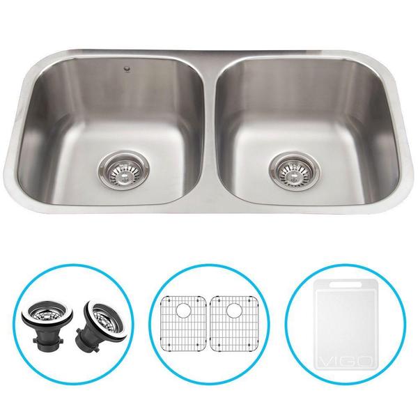 VIGO 32-inch Undermount Stainless Steel 18 Gauge Double Bowl