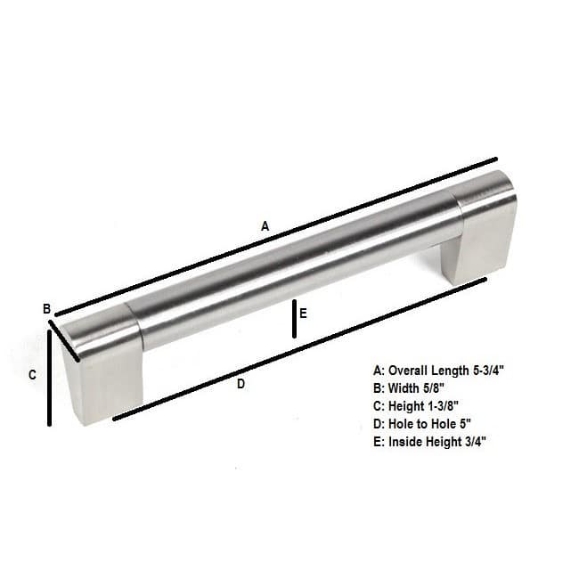 Contemporary 5.75-inch Sub Zero Stainless Steel Cabinet Bar Pull 