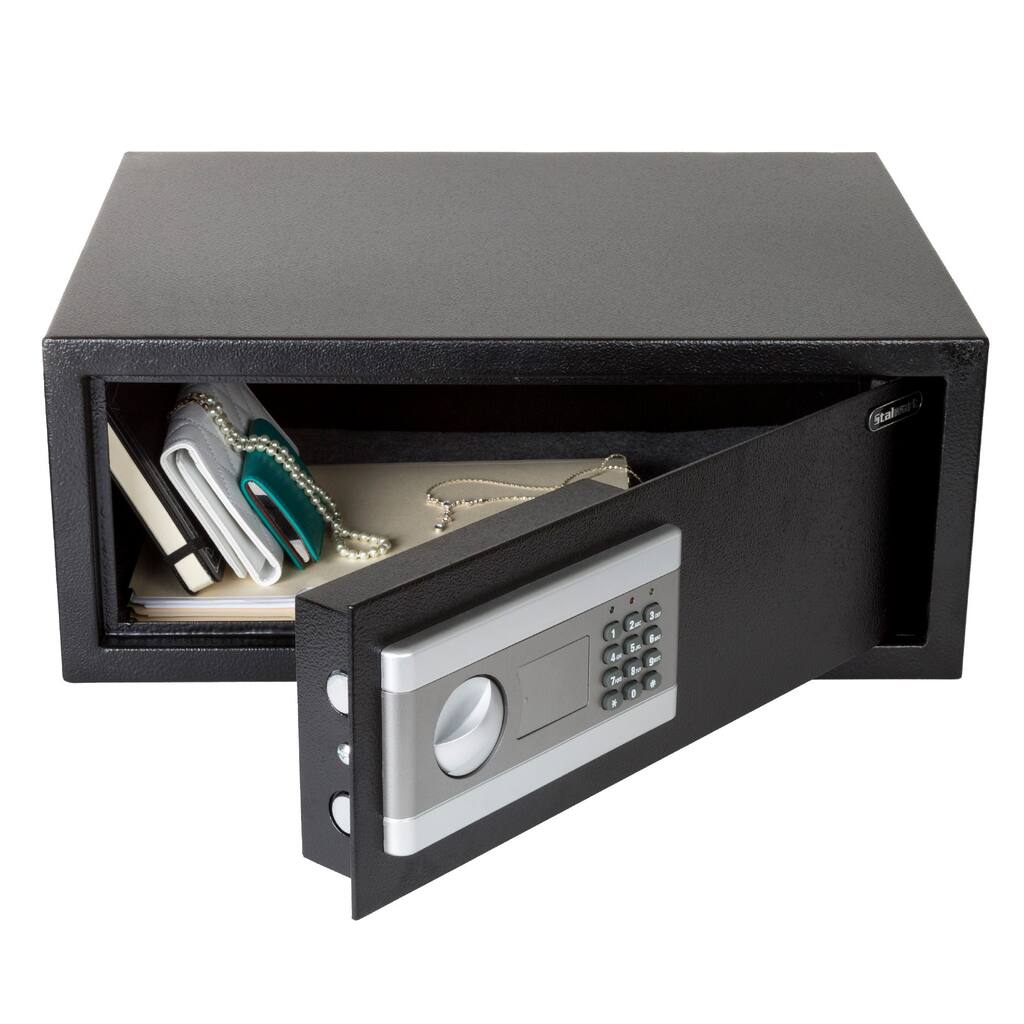 Stalwart Digital Safe Box with Keypad and 2 Manual Override Keys for Money or Jewelry - Ideal for Home, Business, and Travel