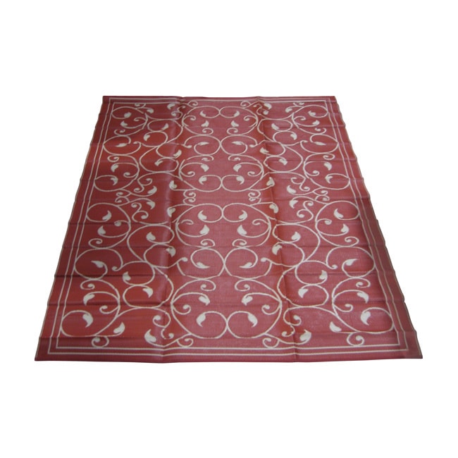 Royal Sun Terracotta/ White Scroll Patio Mat (9 X 12)