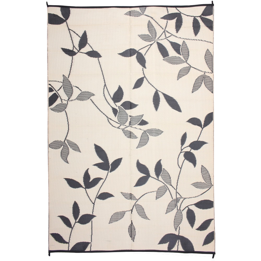 Royal Sun Black/ White Leaf Reversible Patio Mat (6 X 9)