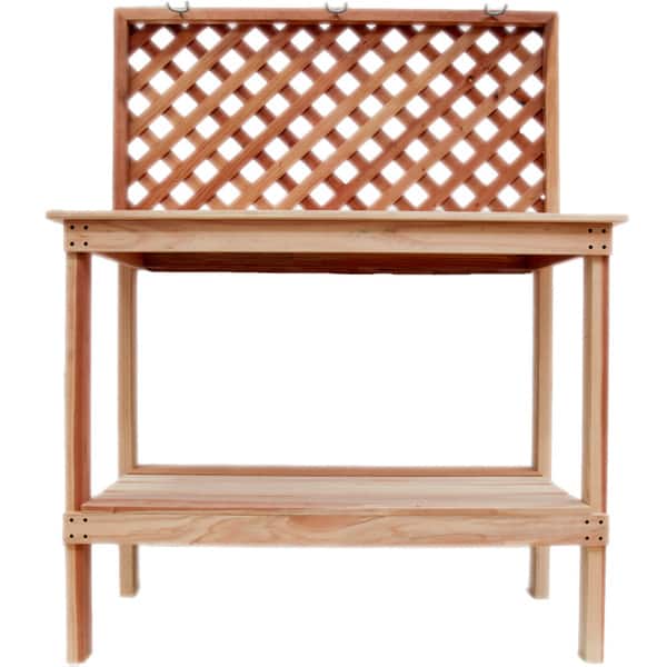 Shop Hand Crafted Natural Redwood Potting Table Overstock 8886572