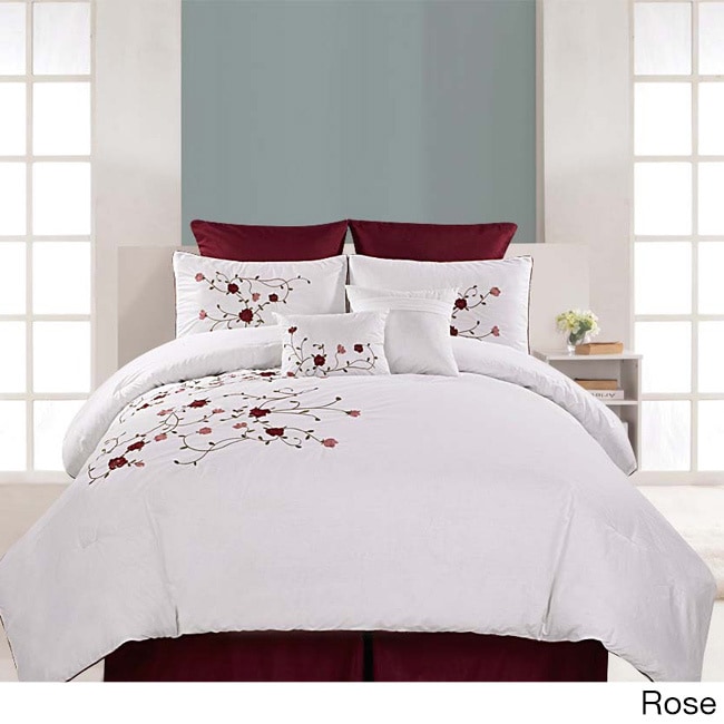 Embroidered 8 piece Belmont Cotton Comforter Set