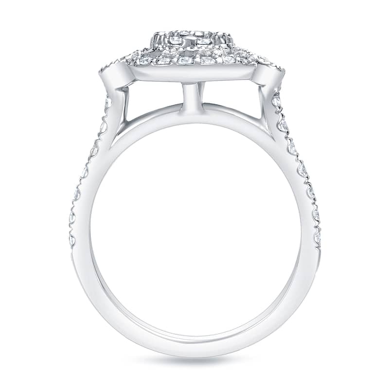 Auriya Vintage Inspired 1ct TDW Diamond Halo Engagement Ring 14k White Gold