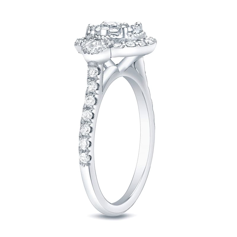 Auriya Vintage Inspired 1ct TDW Diamond Halo Engagement Ring 14k White Gold
