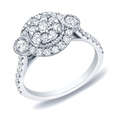 Auriya Vintage Inspired 1ct TDW Diamond Halo Engagement Ring 14k White Gold