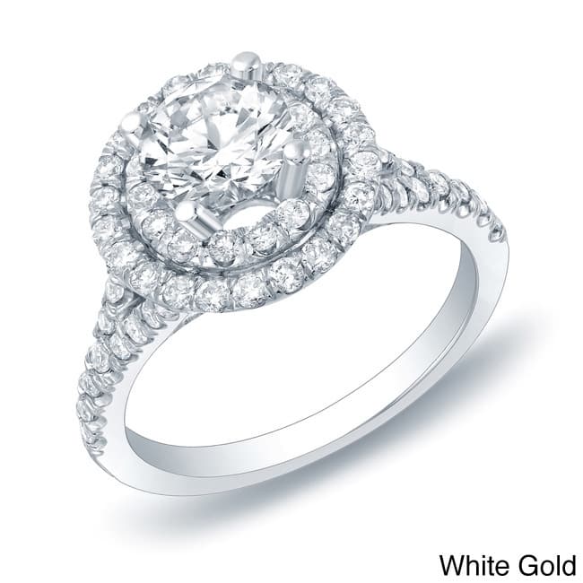 Auriya 14k Gold 1 1/4ctw Round Halo Diamond Engagement Ring Certified - White - 4