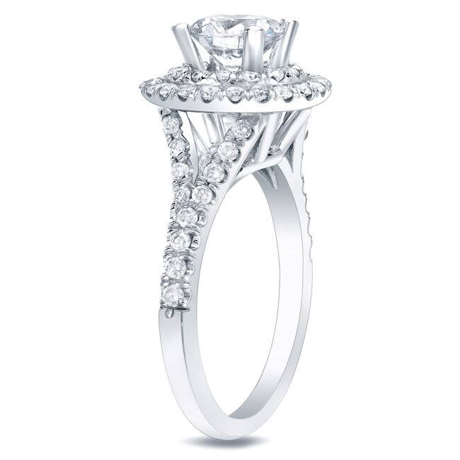 Auriya 14k Gold 1 1/4ctw Round Halo Diamond Engagement Ring Certified