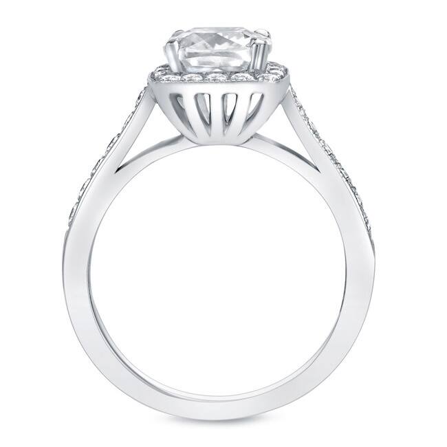 Auriya 14k Rose Gold 2ctw Cushion-cut Halo Diamond Engagement Ring 14k Rose Certified (H-I, SI1-SI2)