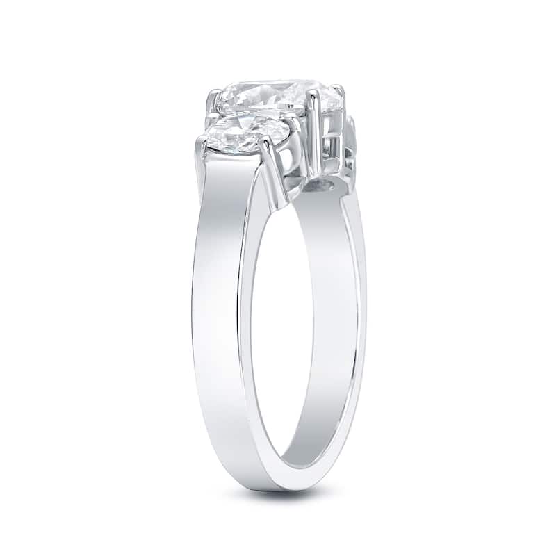 Auriya 14k Gold Certified 2ctw Oval Shaped 3-Stone Diamond Engagement Ring