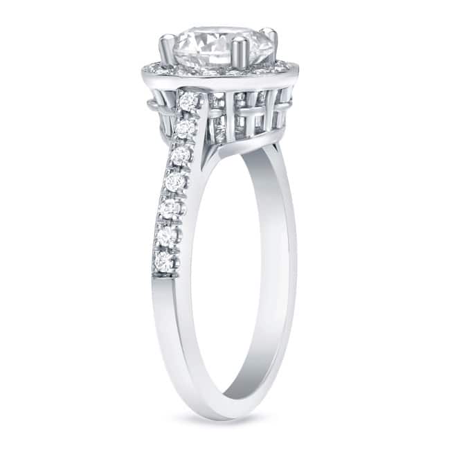 Auriya Certified 1 3/5ct TDW Round Diamond Halo Engagement Ring 14k Gold (H-I, SI1-SI2)