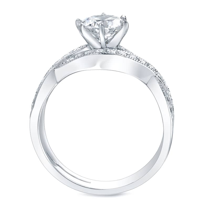 Auriya Modern 1 3/4ct TDW Round Cross-Over Diamond Engagement Ring 14k Gold