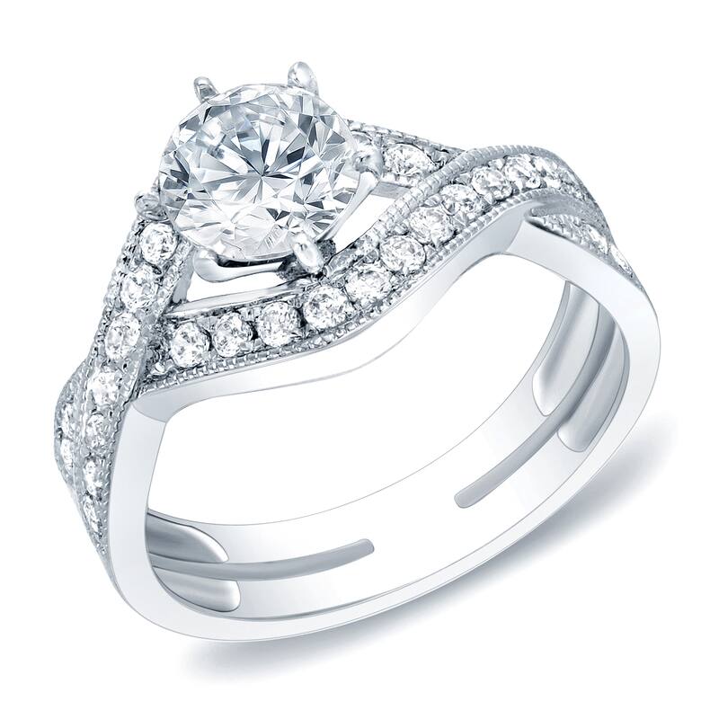 Auriya Modern 1 3/4ct TDW Round Cross-Over Diamond Engagement Ring 14k Gold