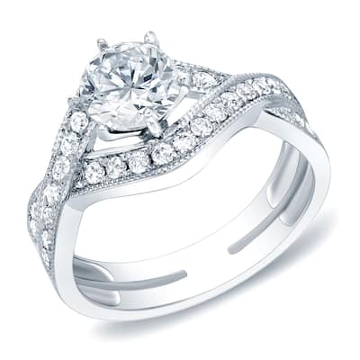 Auriya Modern 1 3/4ct TDW Round Cross-Over Diamond Engagement Ring 14k Gold