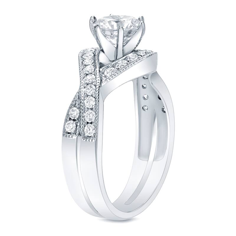 Auriya Modern 1 3/4ct TDW Round Cross-Over Diamond Engagement Ring 14k Gold