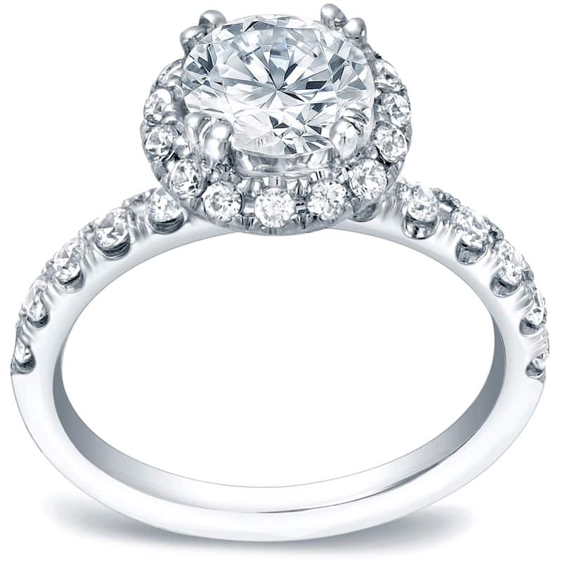 Auriya 14k Gold 1 3/5ctw Round Diamond Halo Engagement Ring Certified (H-I, SI1-SI2) - White - 10