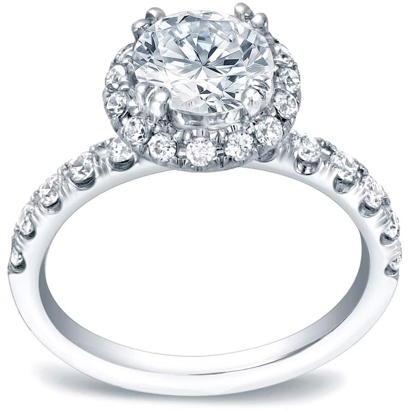 Auriya 14k Gold 1 3/5ctw Round Diamond Halo Engagement Ring Certified (H-I, SI1-SI2) - White - 4