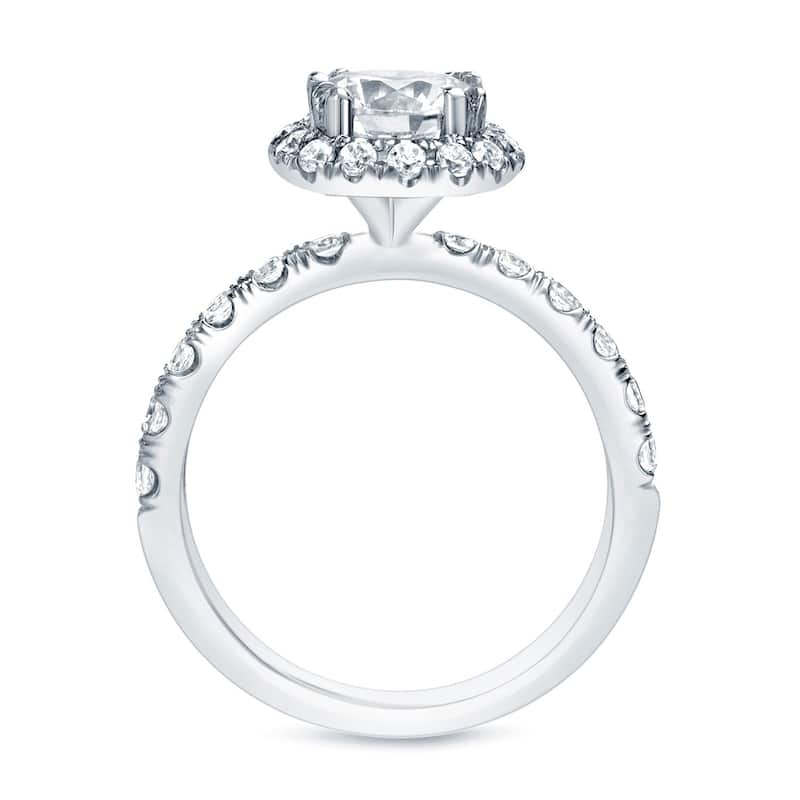Auriya 14k Gold 1 3/5ctw Round Diamond Halo Engagement Ring Certified (H-I, SI1-SI2)