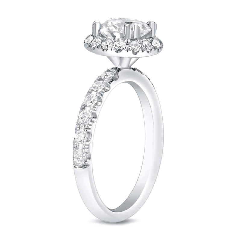 Auriya 14k Gold 1 3/5ctw Round Diamond Halo Engagement Ring Certified (H-I, SI1-SI2)