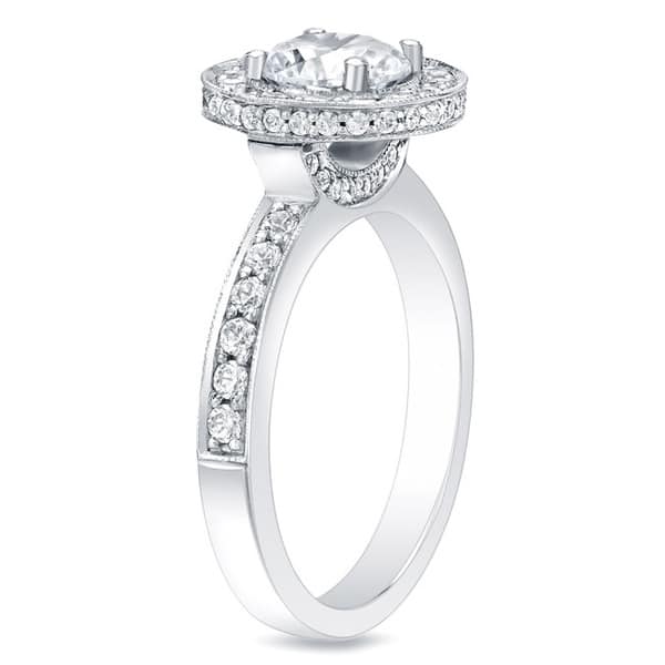 Auriya 14k Gold 1 3/4ctw Vintage Halo Diamond Engagement Ring Certified