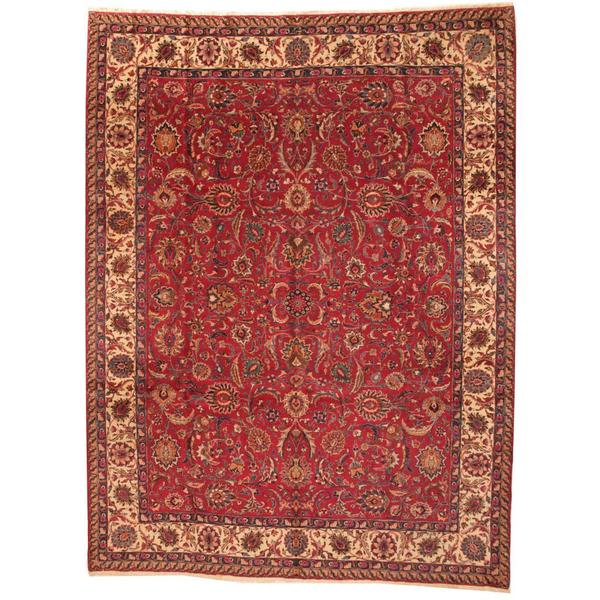 Herat Oriental Persian Hand-knotted 1960s Semi-antique Mashad Wool Rug (9'10 x 13') - 9'10 x 13'