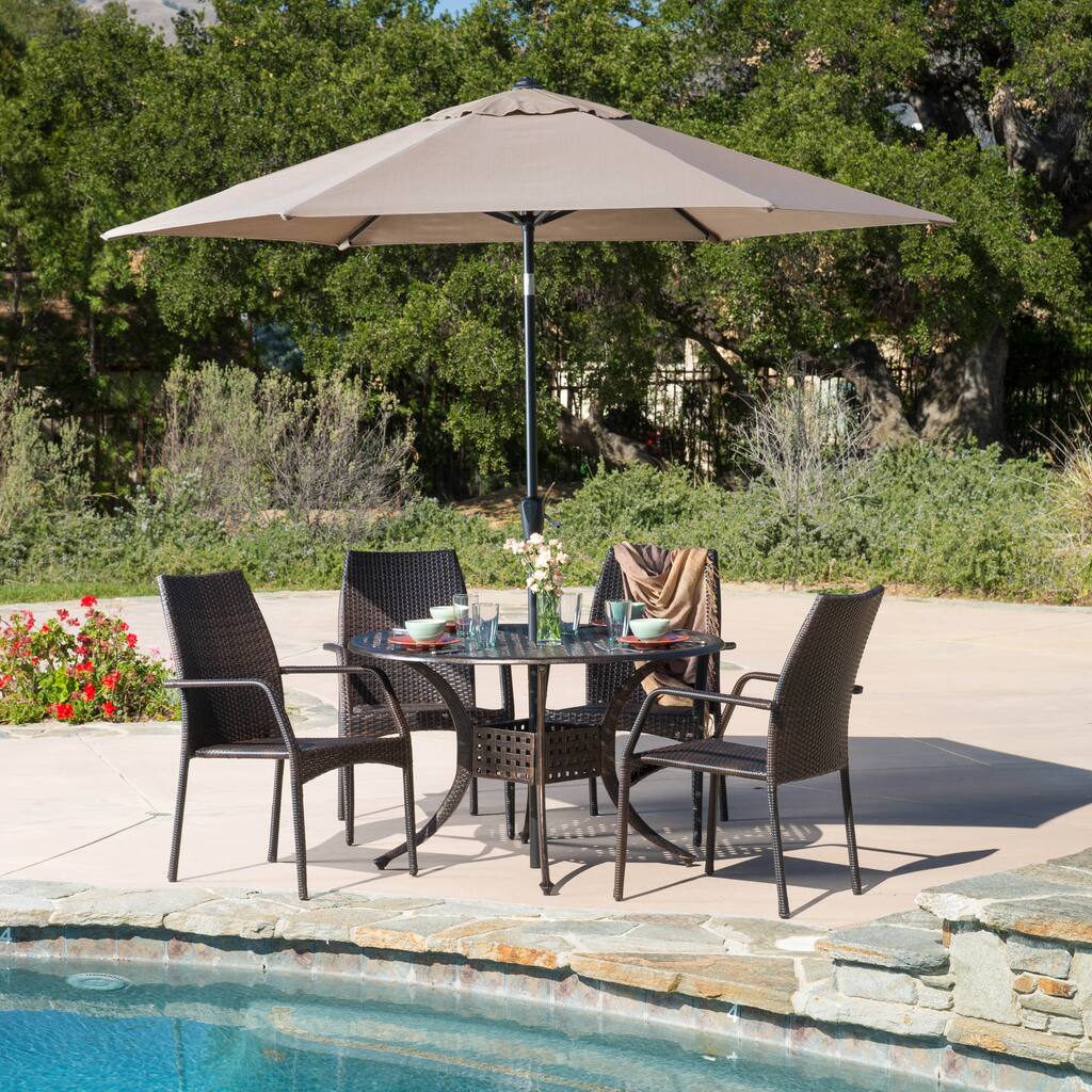 Libson Circular Outdoor Cast and Wicker 5-piece Set by Christopher Knight Home