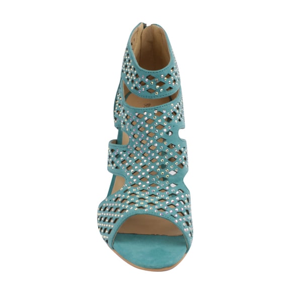 turquoise kitten heel sandals