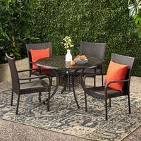Littleton Circular Outdoor Cast and Wicker 5-piece Set by Christopher Knight Home