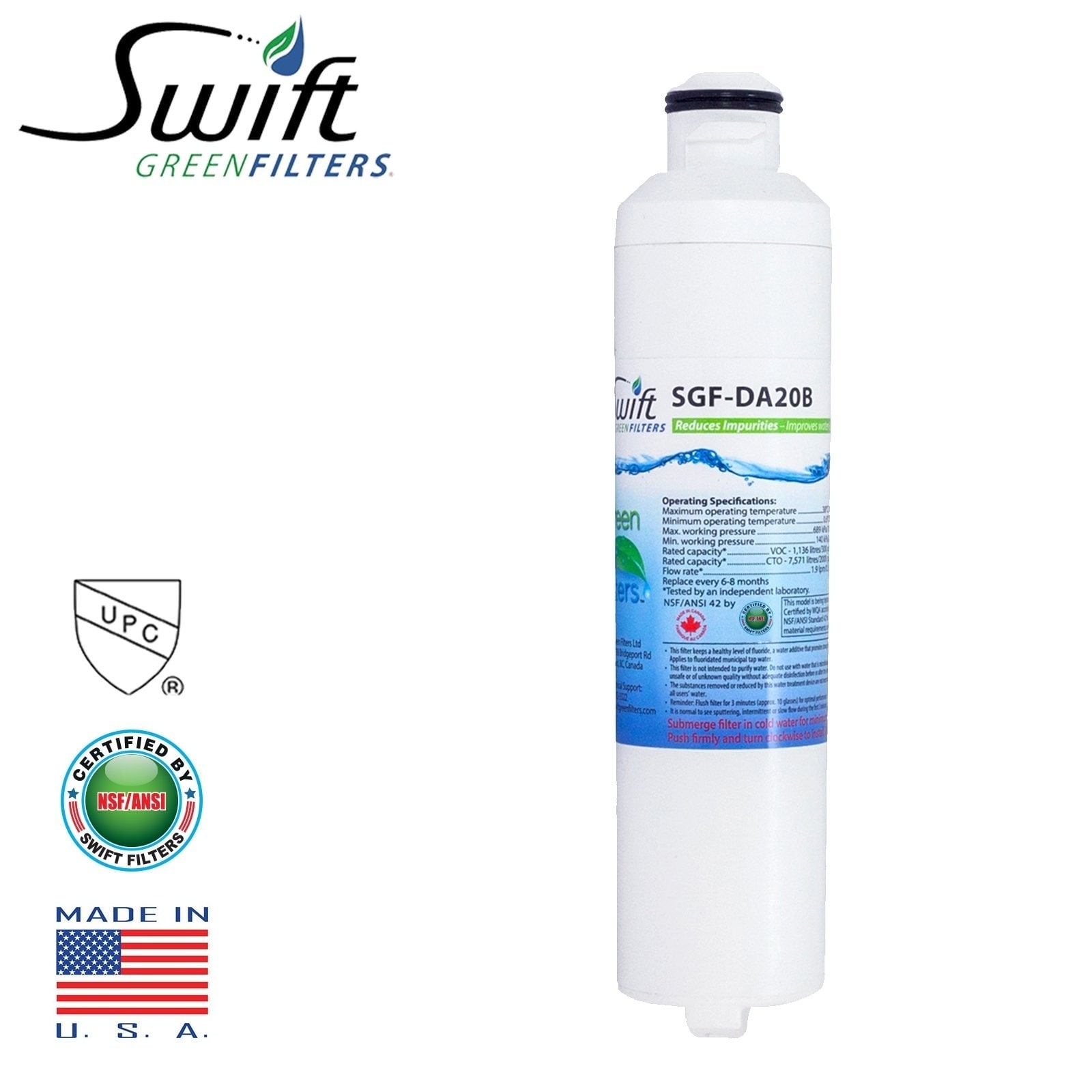 Swift Green certified Water Filter Replacement