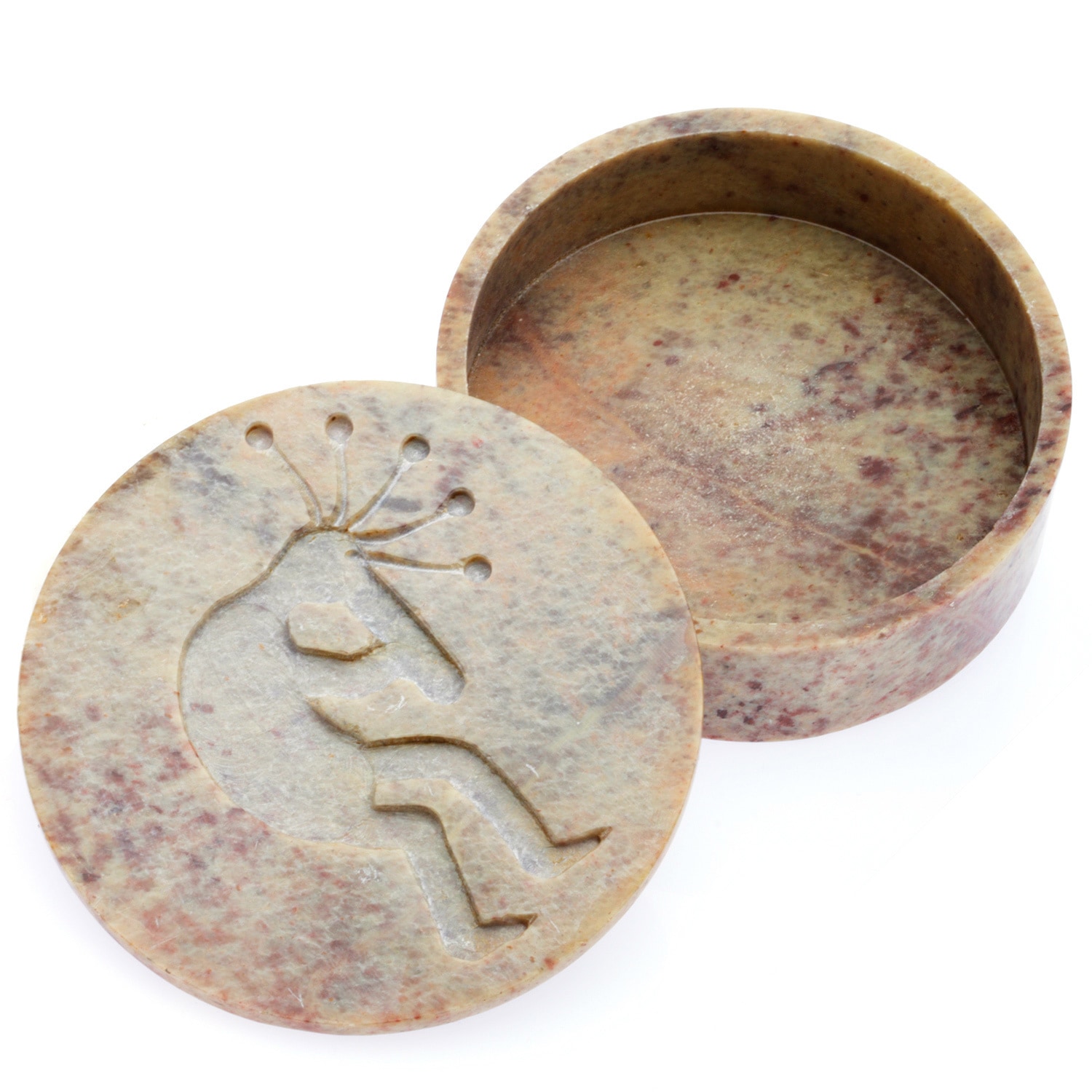 Kokopelli Engraved Soapstone Jewelry Box